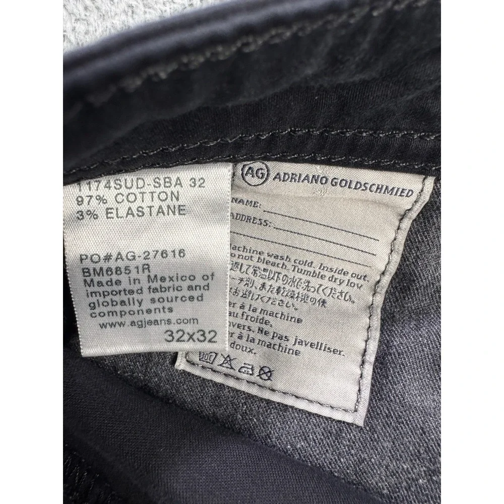 AG Adriano Goldschmied 5‎ Pkt Pants Men 32x32 Black Graduate Sueded Sateen SUD